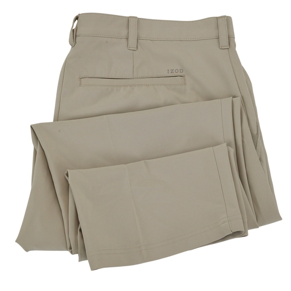 IZOD GOLF Mens Khaki Flat Front‎ Chino Pants Size 42x30 (FITS 39X27.5)